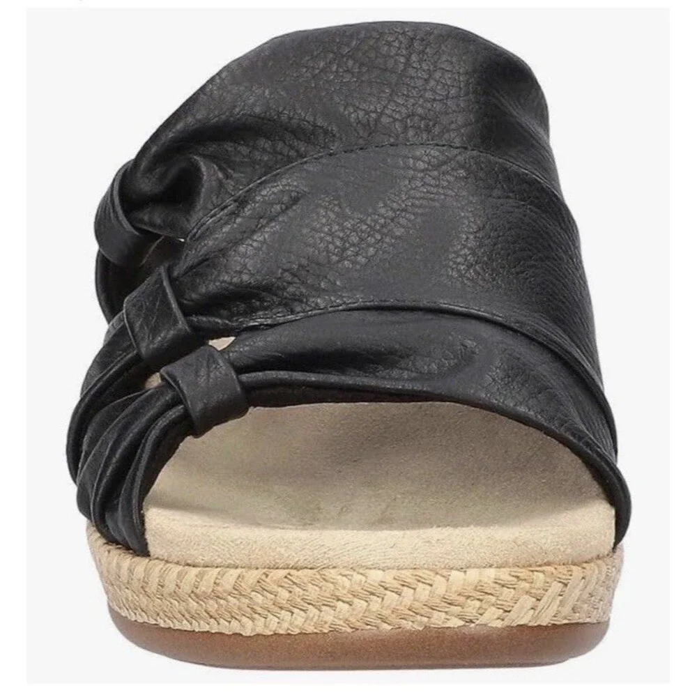 NEW Easy Street Women's Bertina Black Wedge Sandals Size 9 M
